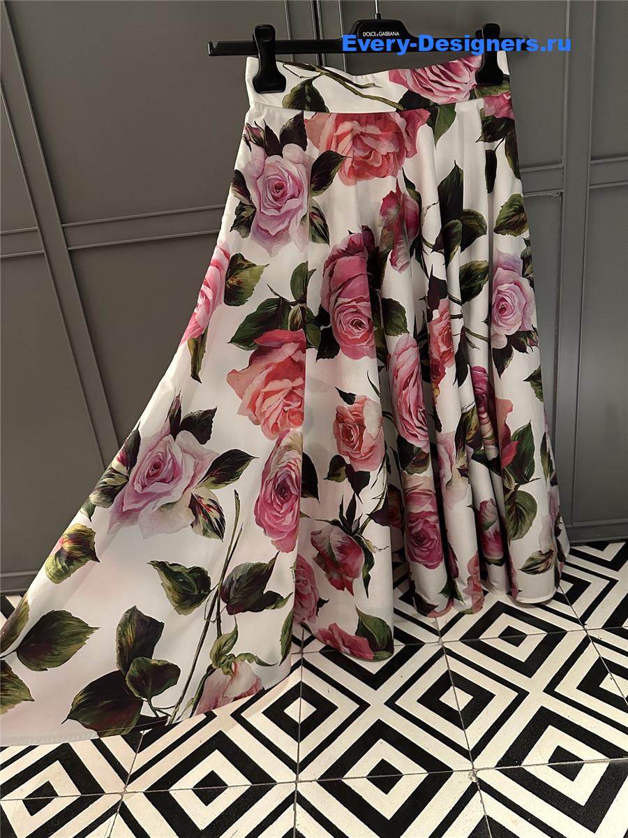 Dolce & Gabbana Rose-Print Skirt