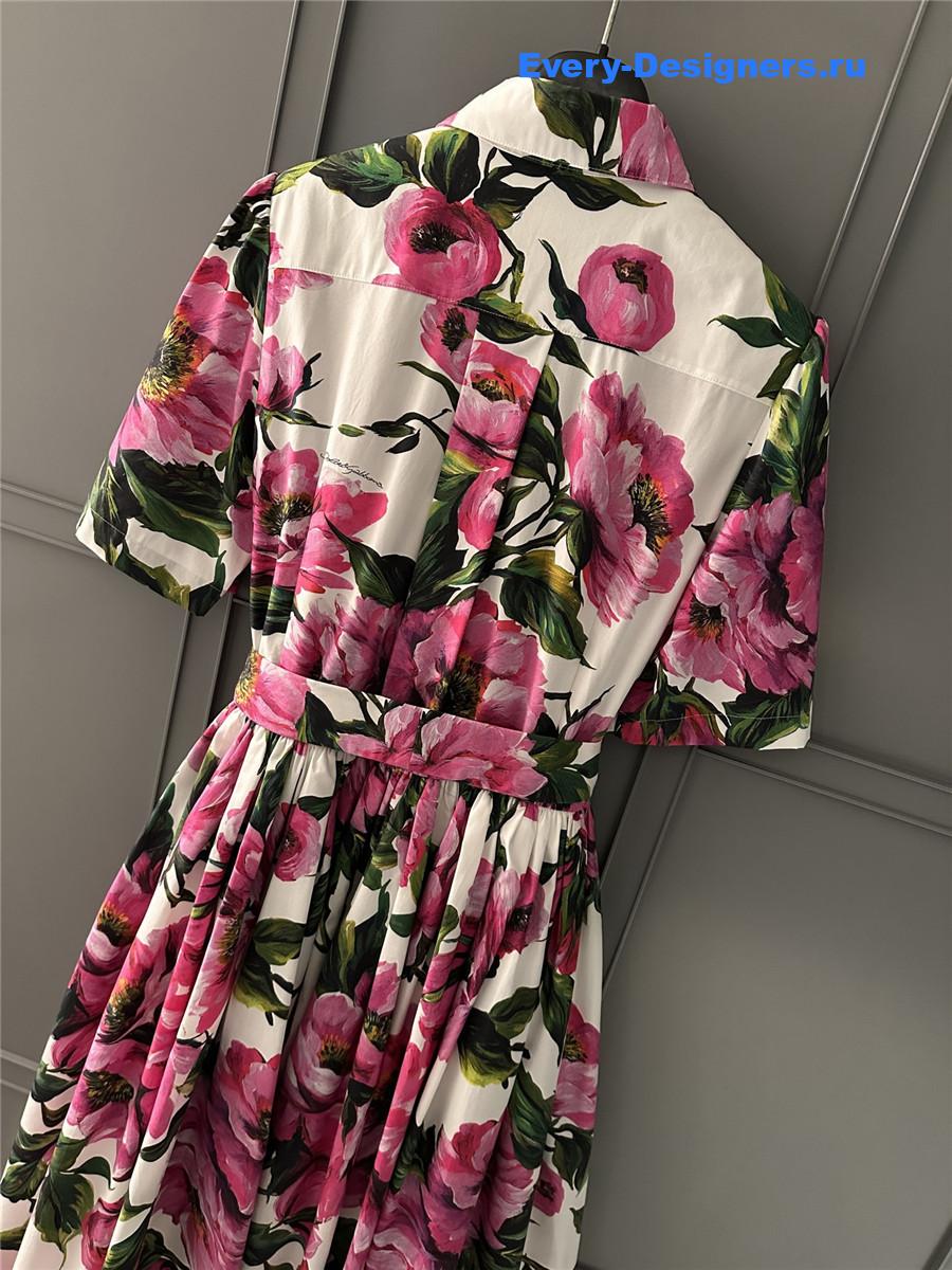 Dolce & Gabbana Peony Print Shirt Dress