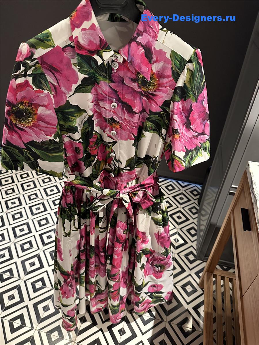 Dolce & Gabbana Peony Print Shirt Dress