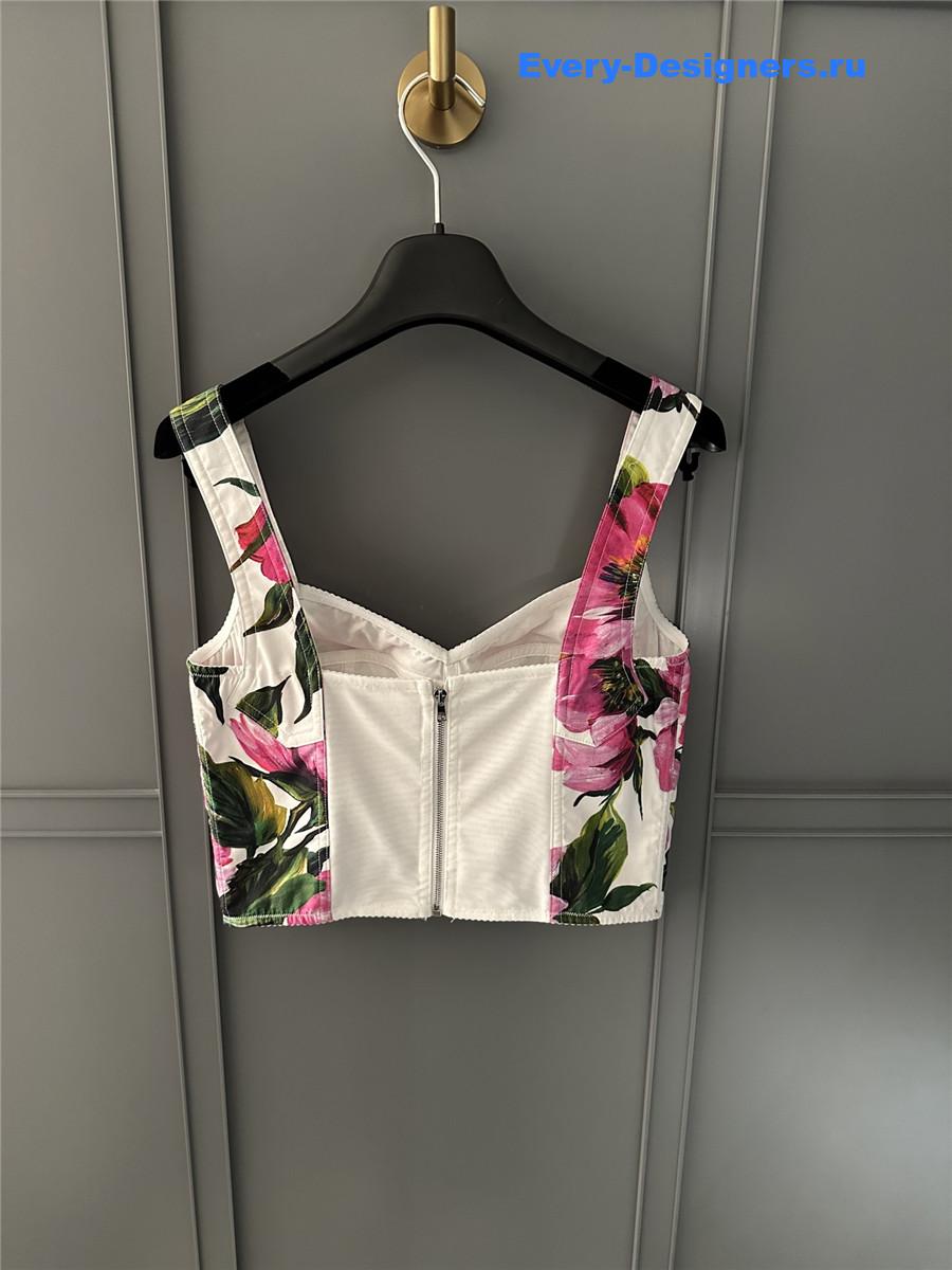 Dolce & Gabbana Peony Print Corset Top
