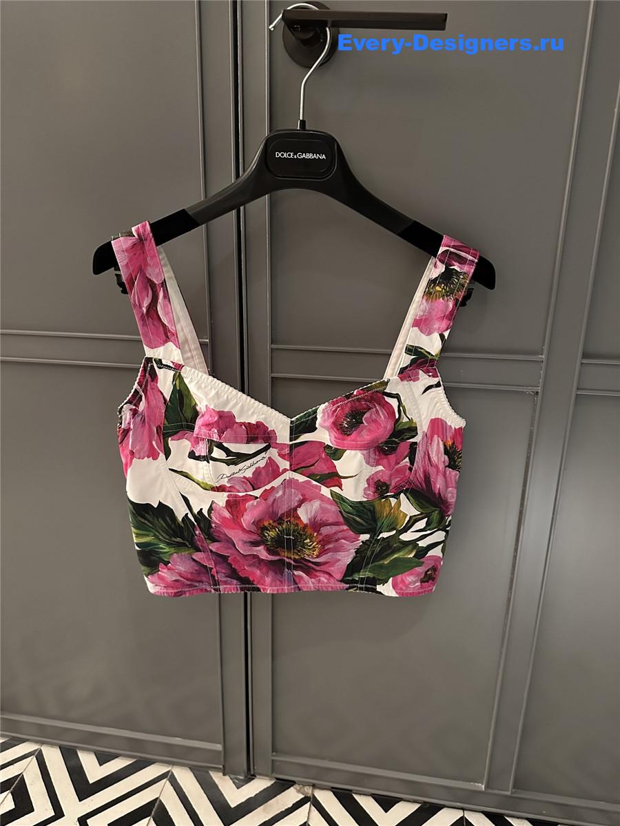 Dolce & Gabbana Peony Print Corset Top