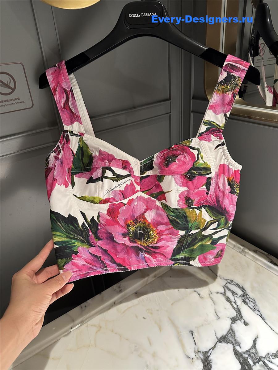 Dolce & Gabbana Peony Print Corset Top