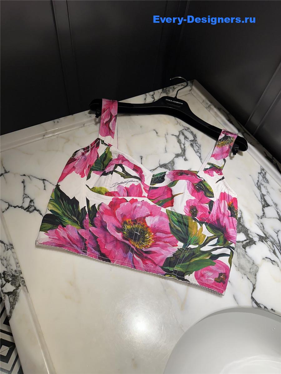Dolce & Gabbana Peony Print Corset Top