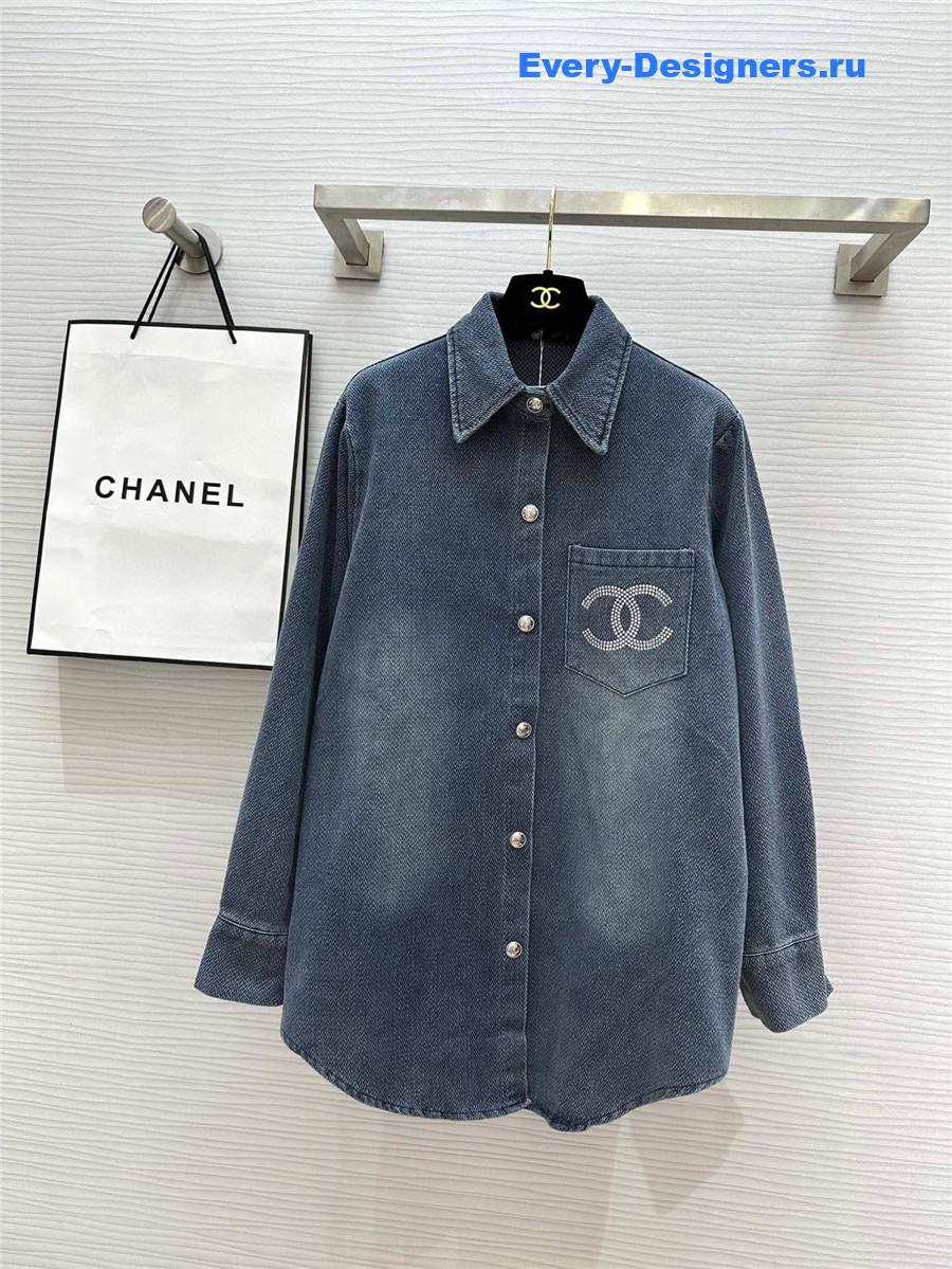 Ch**el embroidered denim shirt jacket