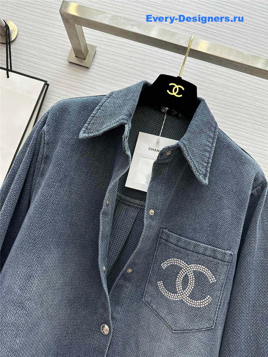 Ch**el embroidered denim shirt jacket