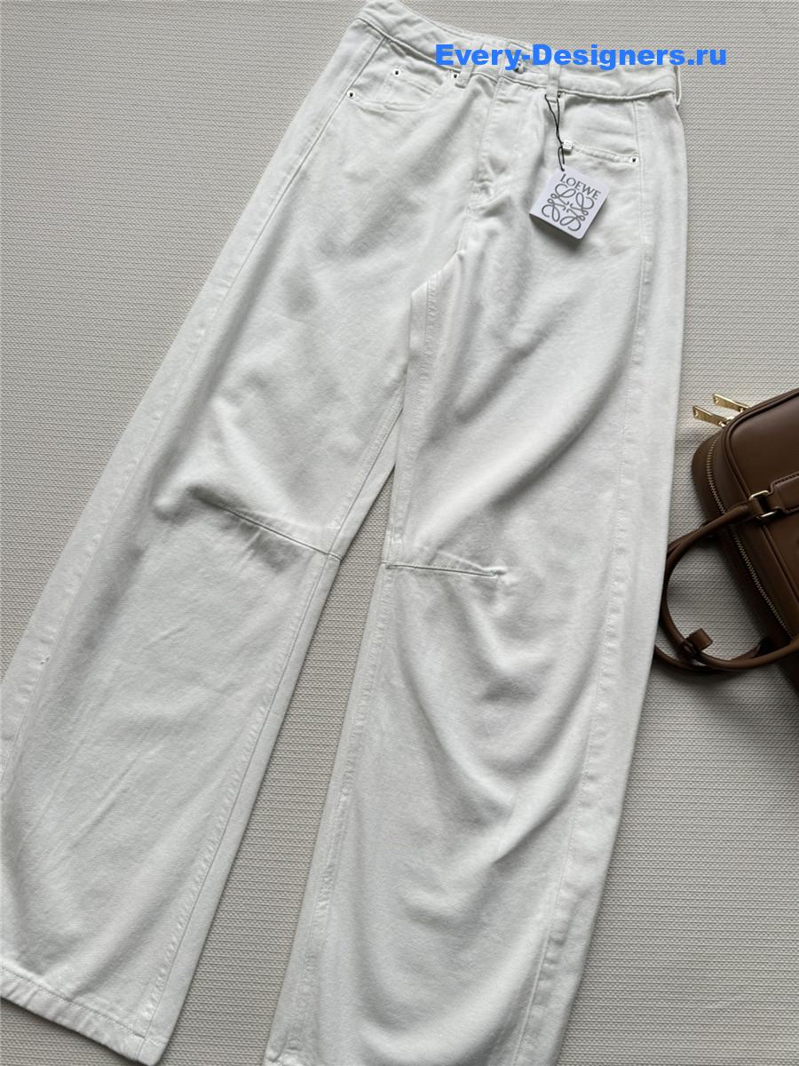 L0ew* white high waist straight jeans