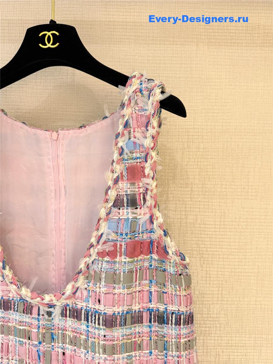 Ch**el pink woven vest dress