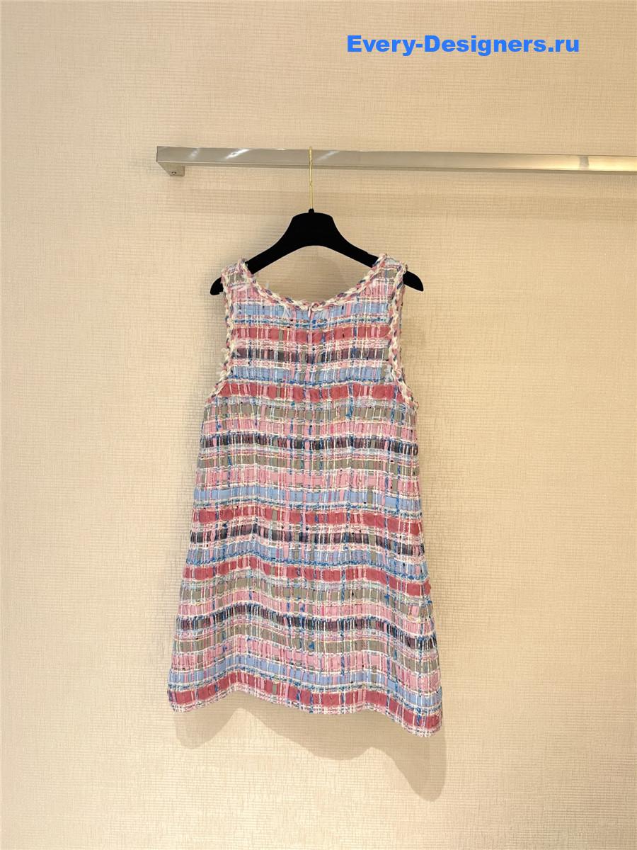 Ch**el pink woven vest dress