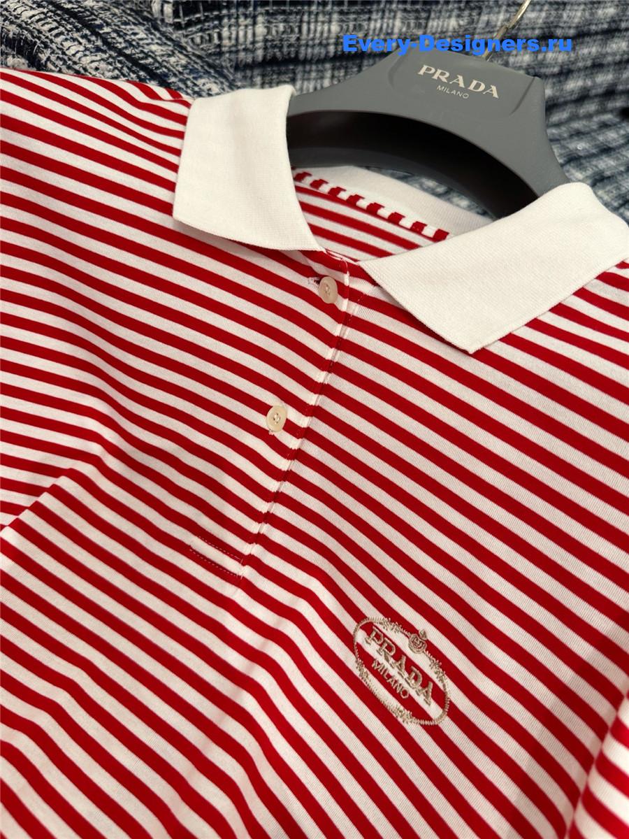 Pra*a red striped polo shirt