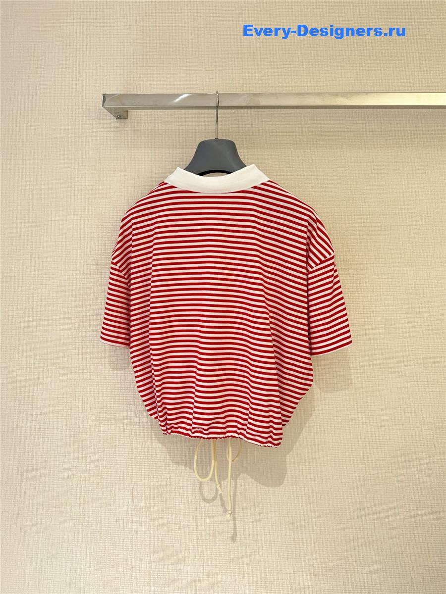 Pra*a red striped polo shirt