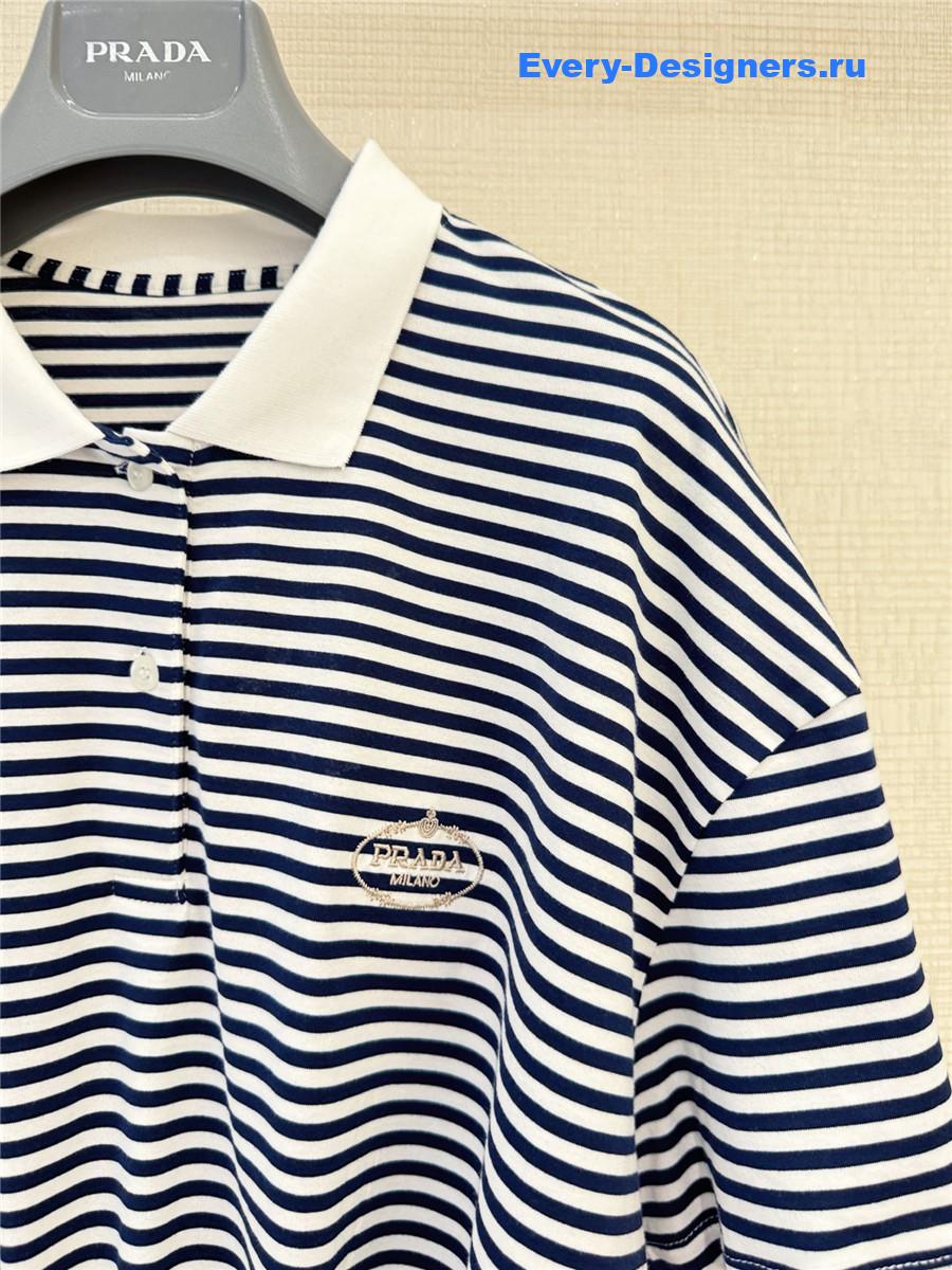 Pra*a navy striped polo shirt