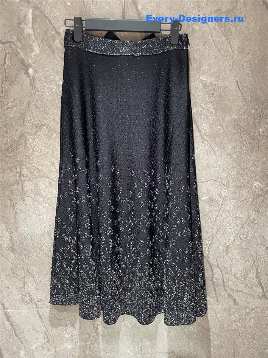 Ch**el black printed skirt