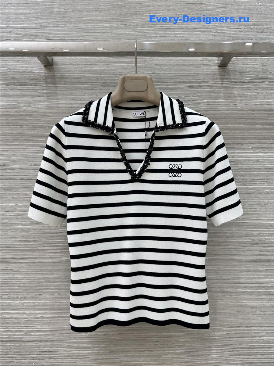 L0ew* striped knit polo top