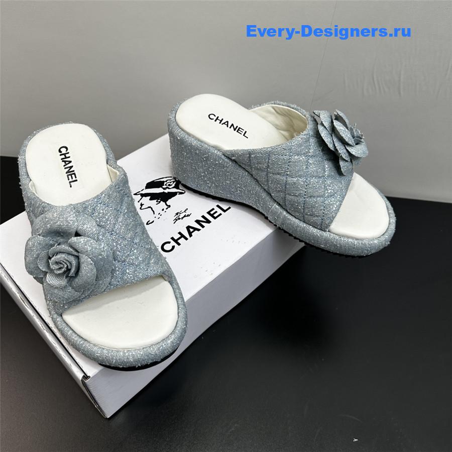 Ch**el camellia wedge slippers