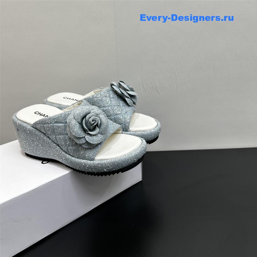 Ch**el camellia wedge slippers