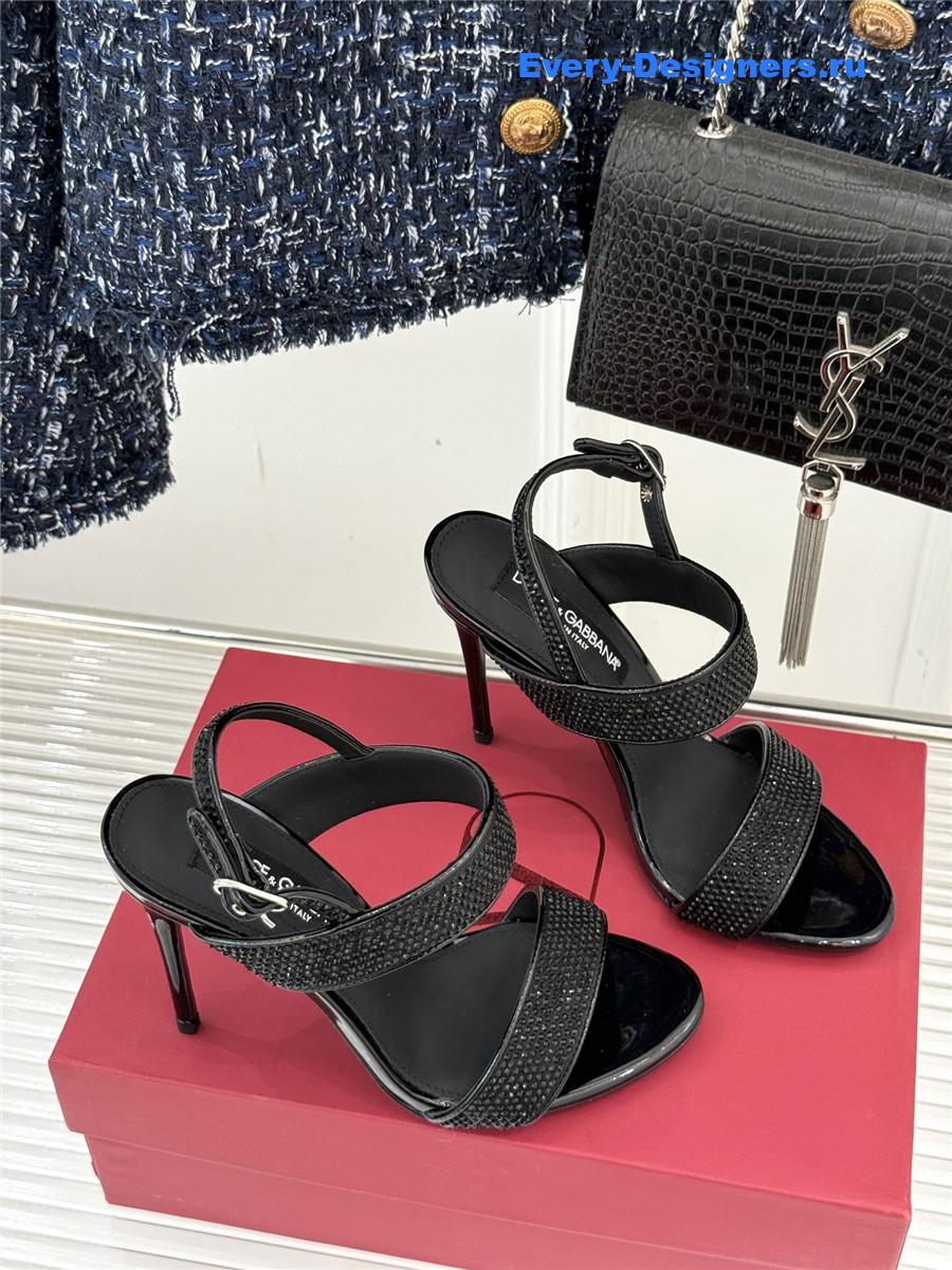Dolce & Gabbana black rhinestone heel sandals