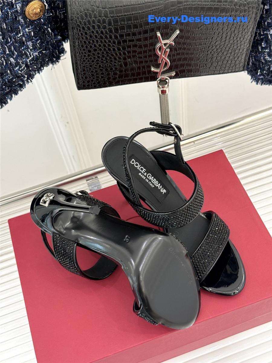 Dolce & Gabbana black rhinestone heel sandals
