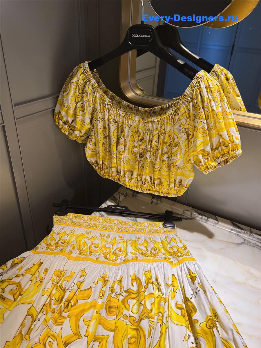 Dolce & Gabbana Yellow Off-Shoulder Top