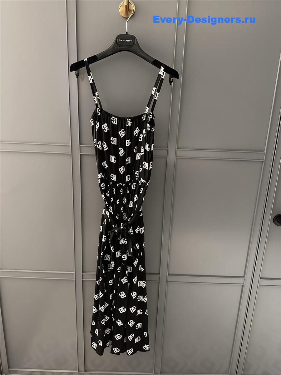 Dolce & Gabbana DG Logo Charmeuse Dress