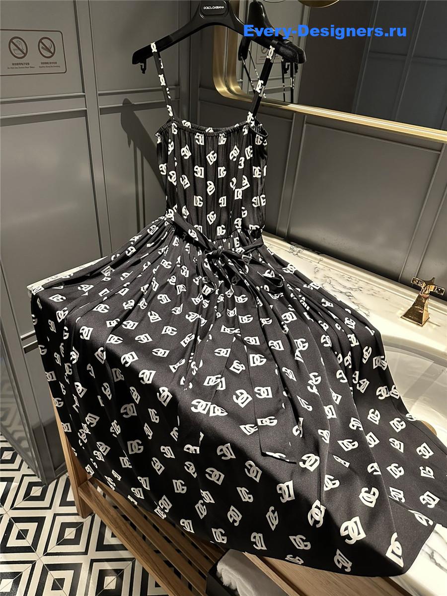 Dolce & Gabbana DG Logo Charmeuse Dress