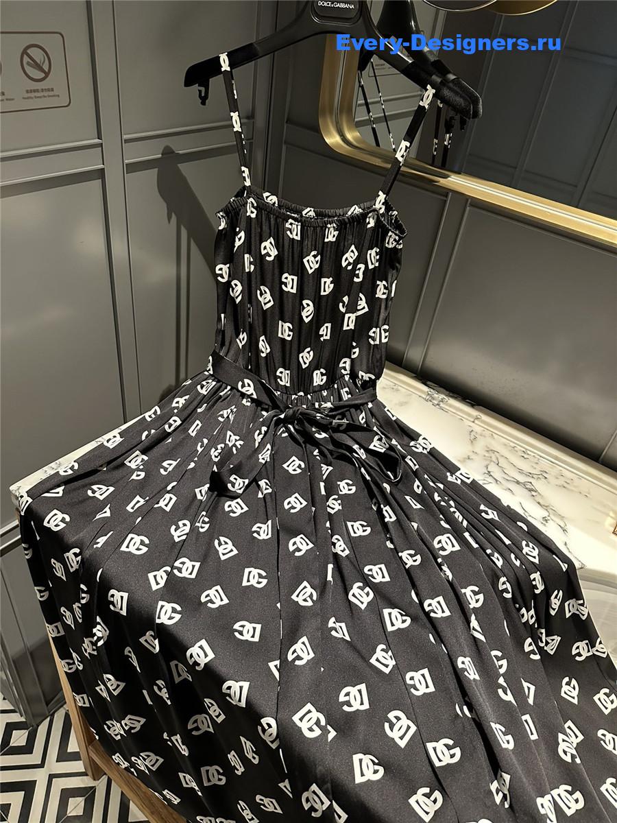 Dolce & Gabbana DG Logo Charmeuse Dress