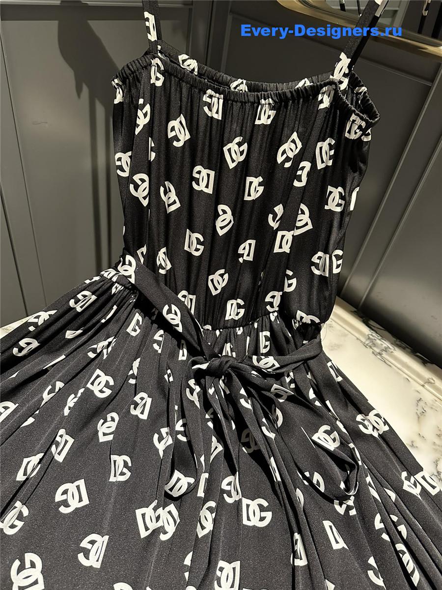 Dolce & Gabbana DG Logo Charmeuse Dress