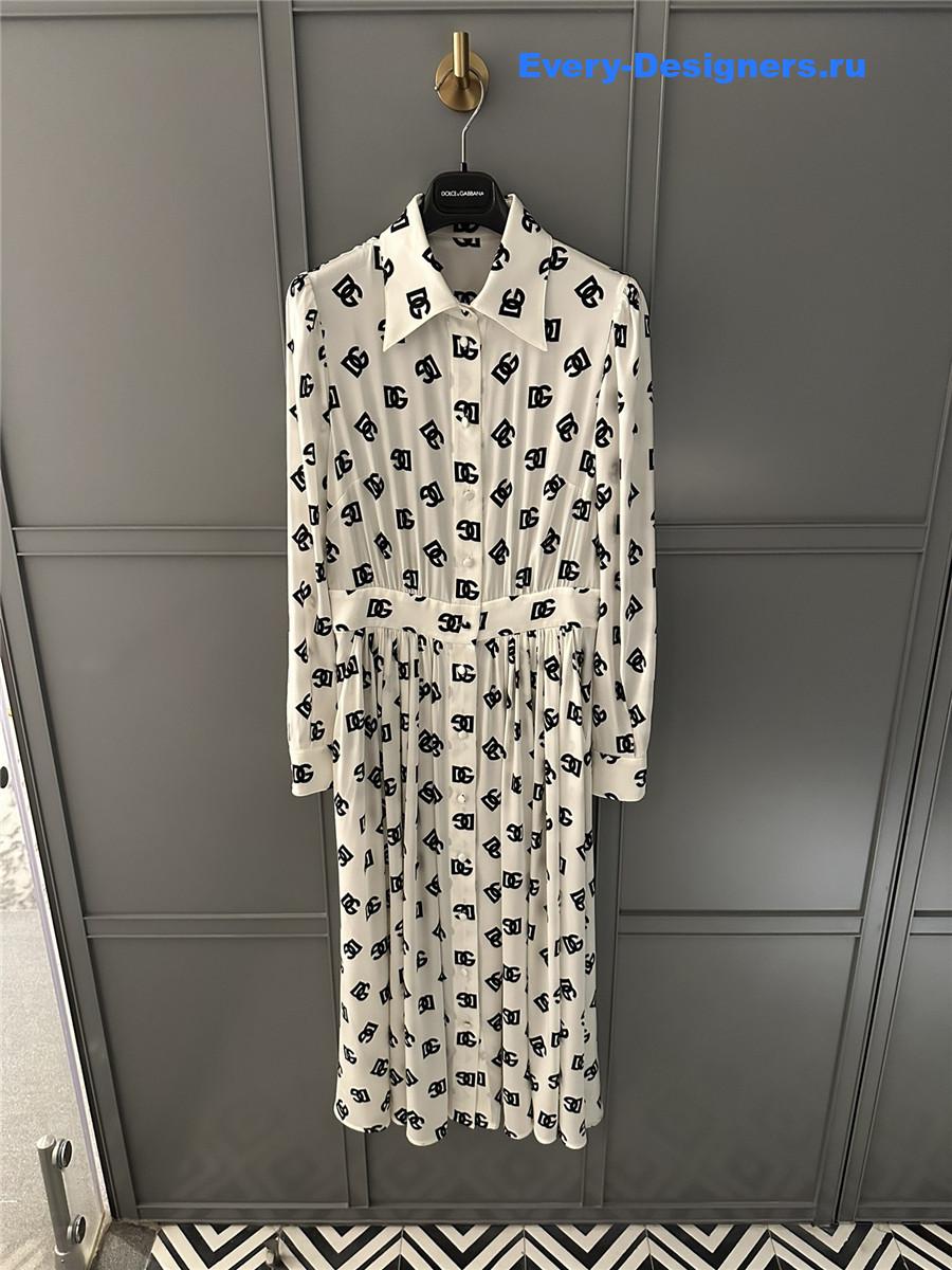 Dolce & Gabbana Logo-Print Midi Dress White