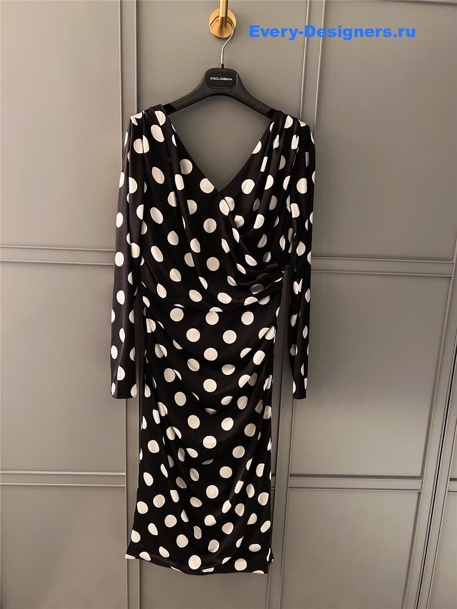 Dolce & Gabbana Polka Dot-Print Satin Midi Dress