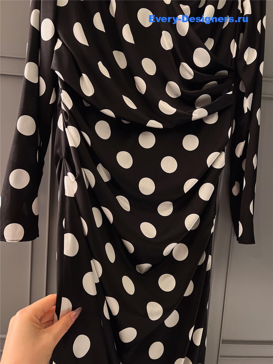 Dolce & Gabbana Polka Dot-Print Satin Midi Dress