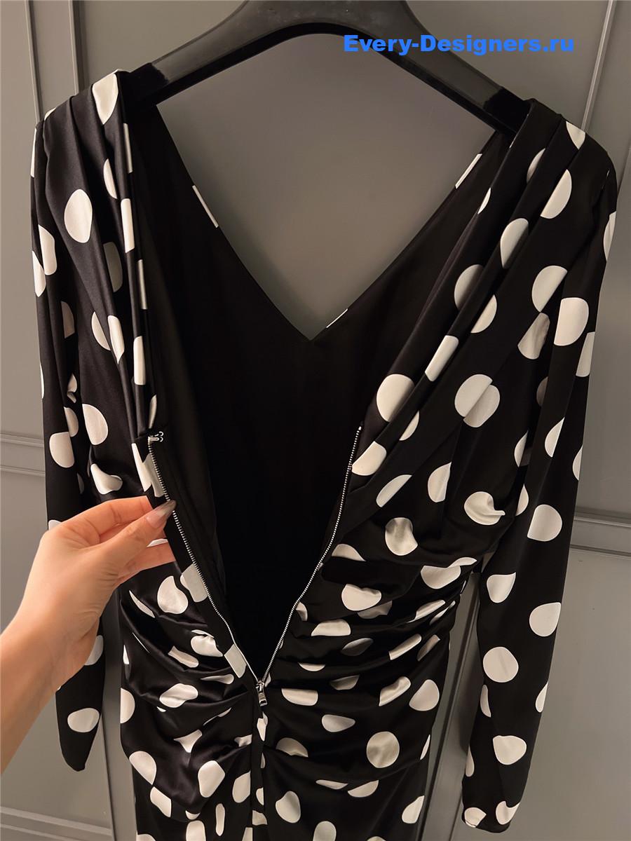 Dolce & Gabbana Polka Dot-Print Satin Midi Dress