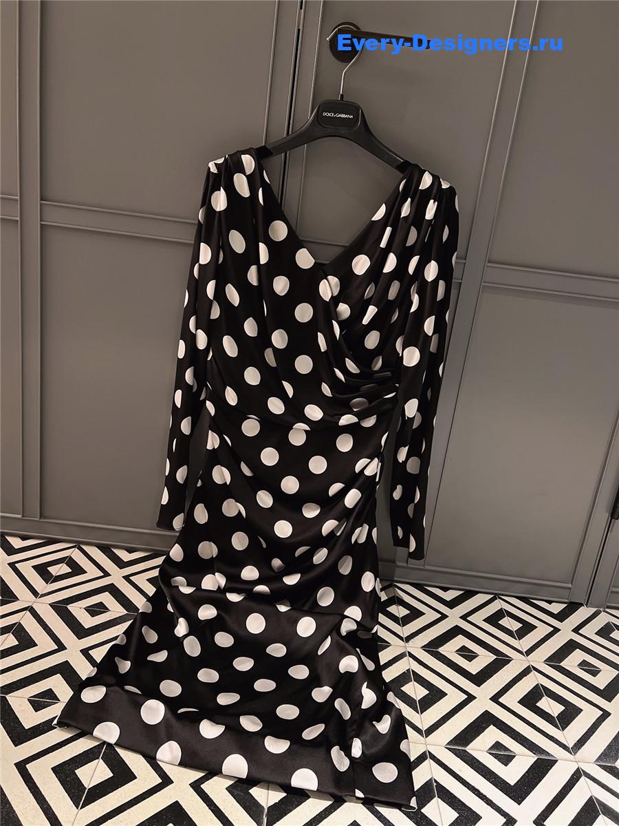 Dolce & Gabbana Polka Dot-Print Satin Midi Dress