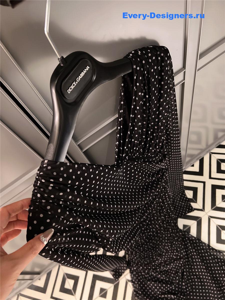 Dolce & Gabbana Polka-Dot Bustier Midi Dress