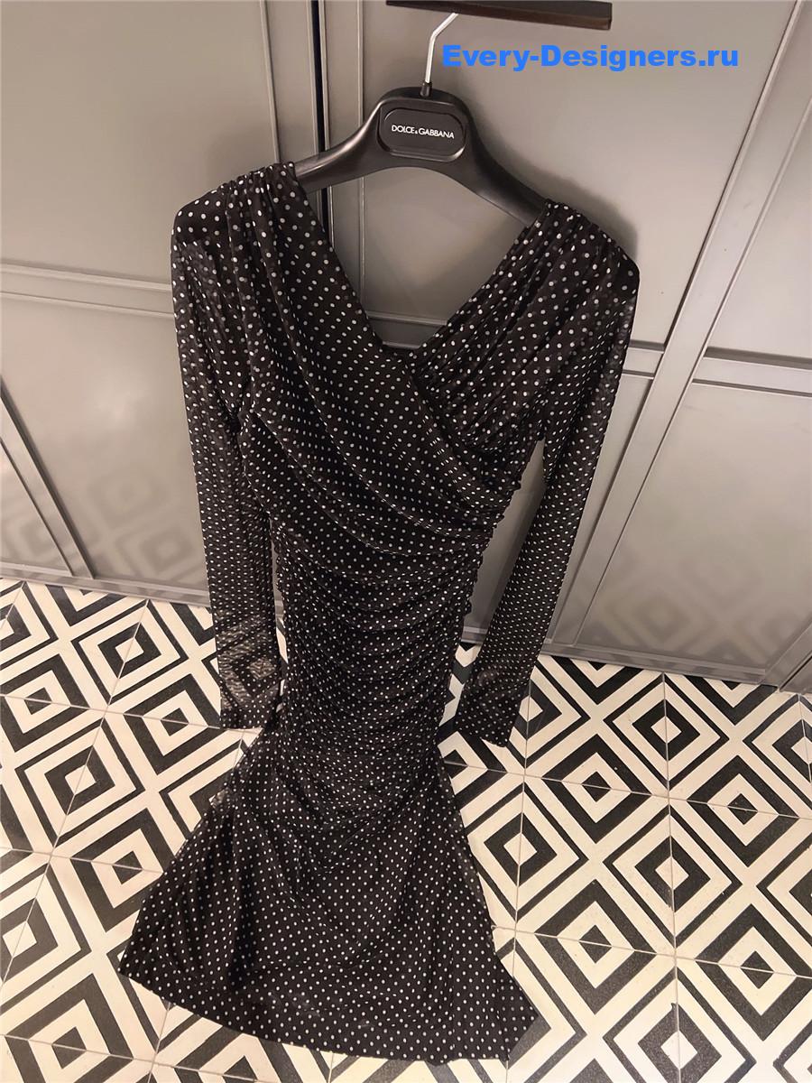 Dolce & Gabbana Polka-Dot Bustier Midi Dress