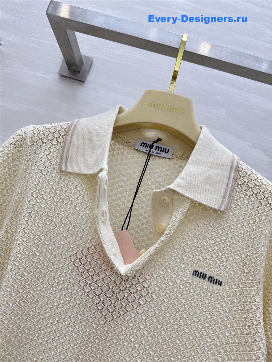 Miu Miu Cotton Polo Shirt Neutral