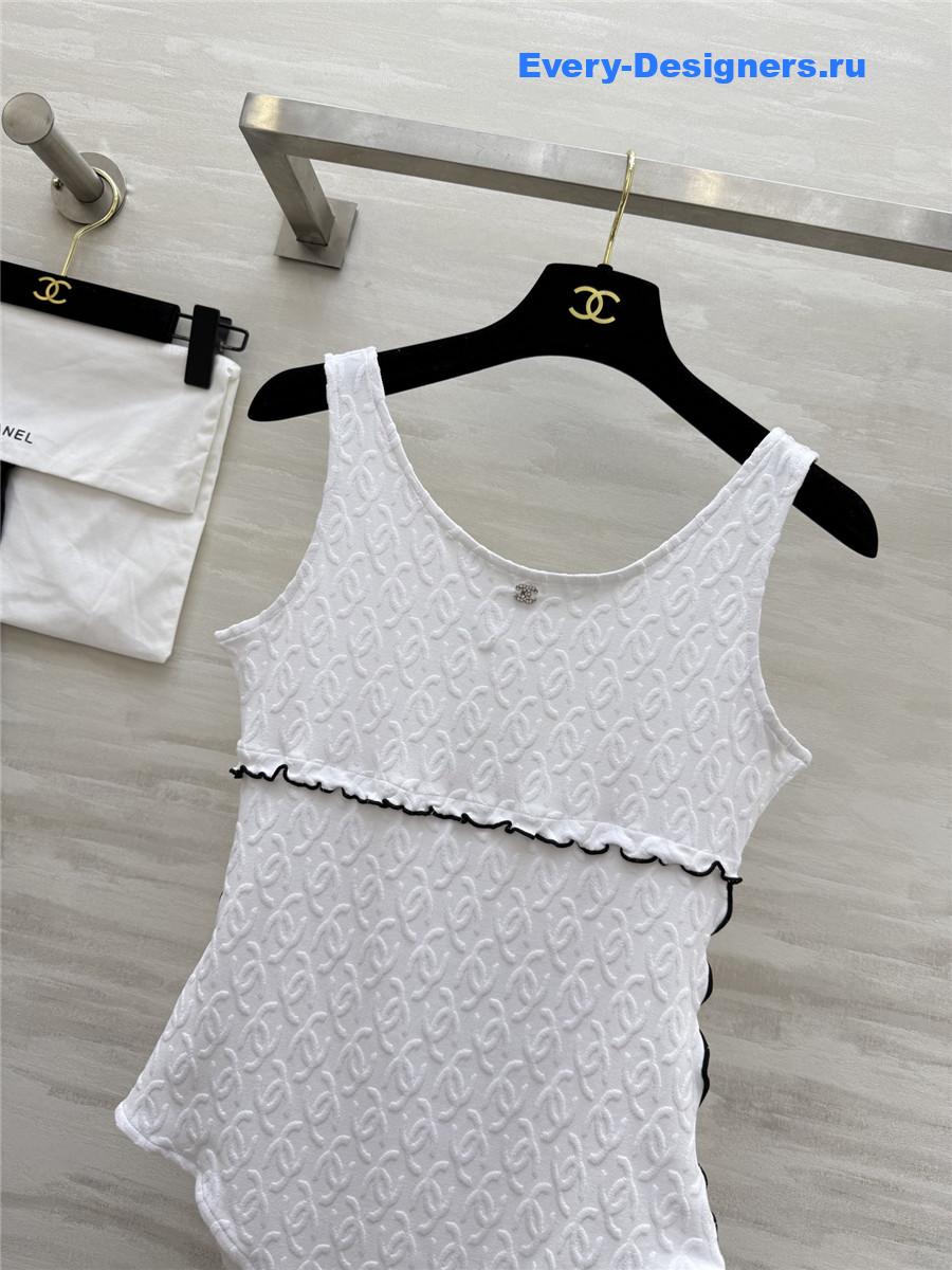 Ch**el white cc logo vest swimsuit