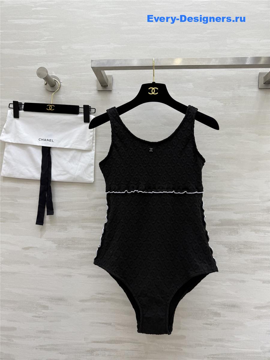 Ch**el black cc logo vest swimsuit