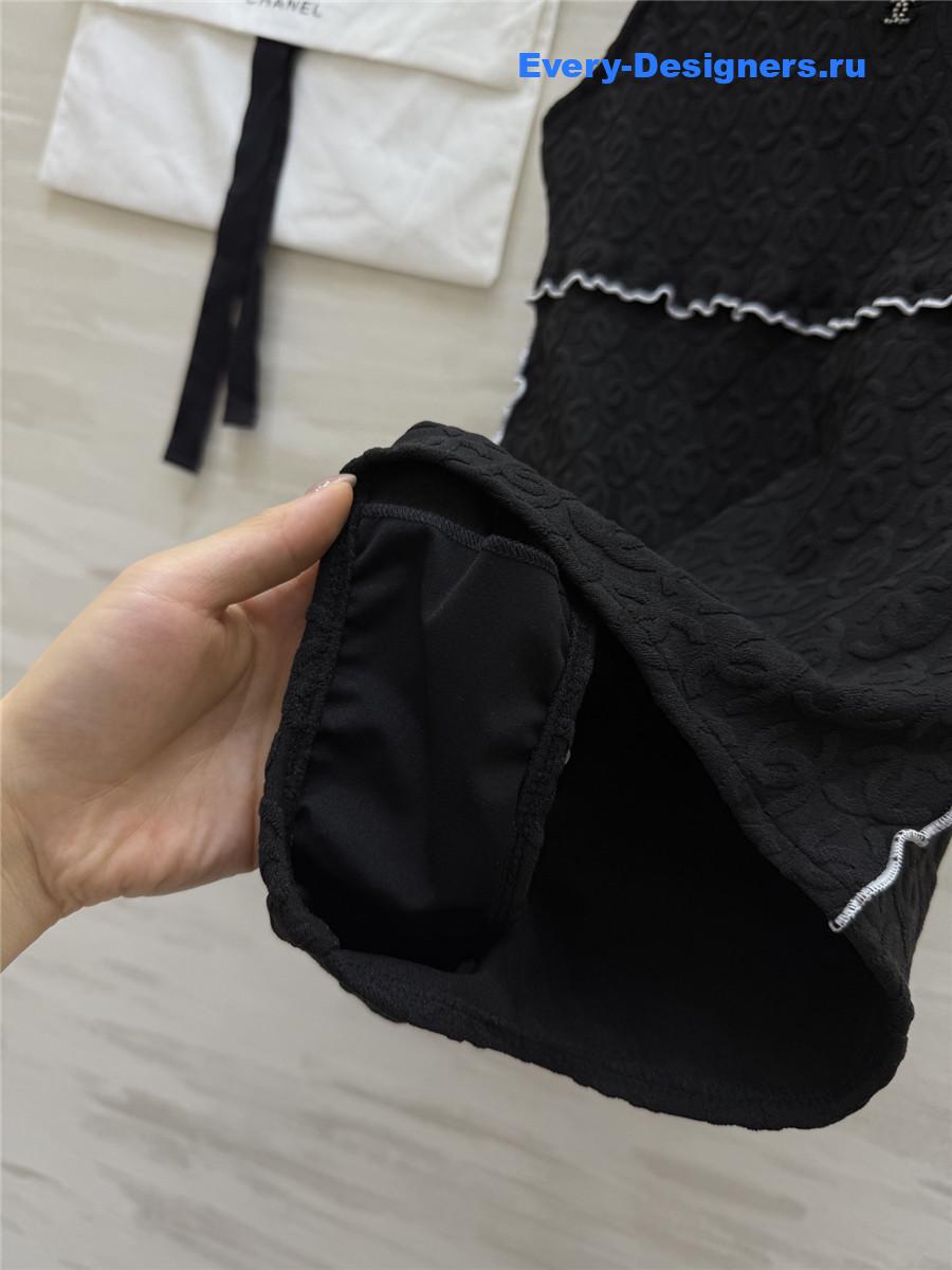 Ch**el black cc logo vest swimsuit