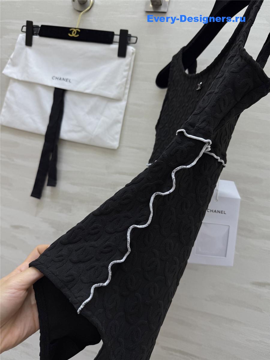 Ch**el black cc logo vest swimsuit
