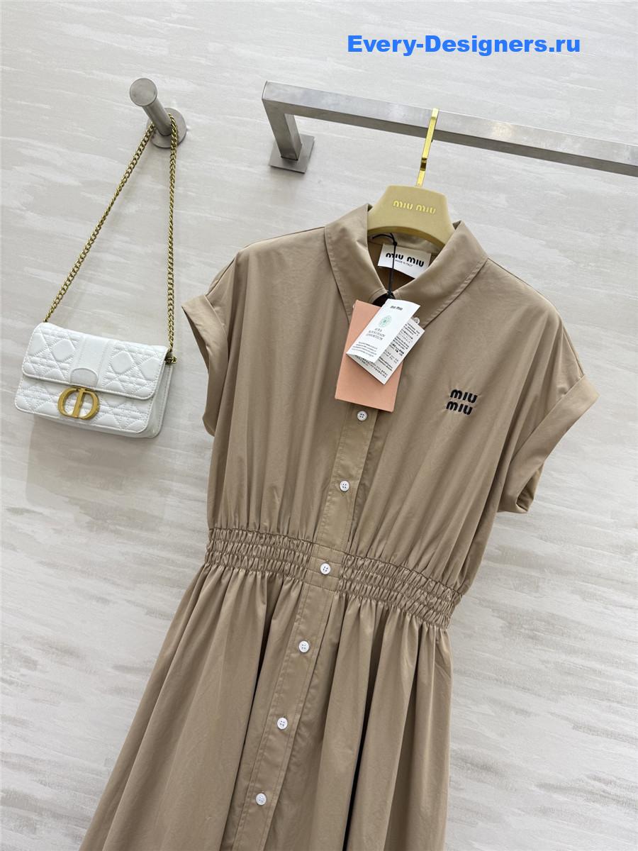 Miu Miu Beige Shirt Lapel Dress
