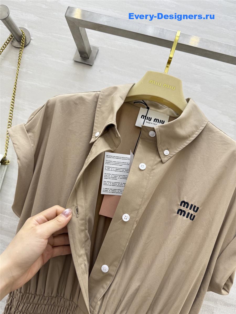 Miu Miu Beige Shirt Lapel Dress