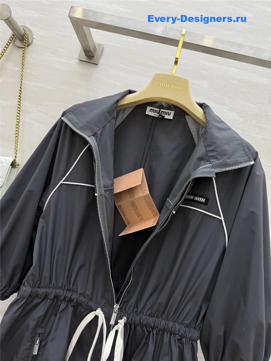 Miu Miu Aluminum Technical Silk Mini-Dress