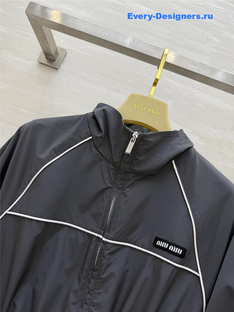 Miu Miu Aluminum Technical Silk Mini-Dress