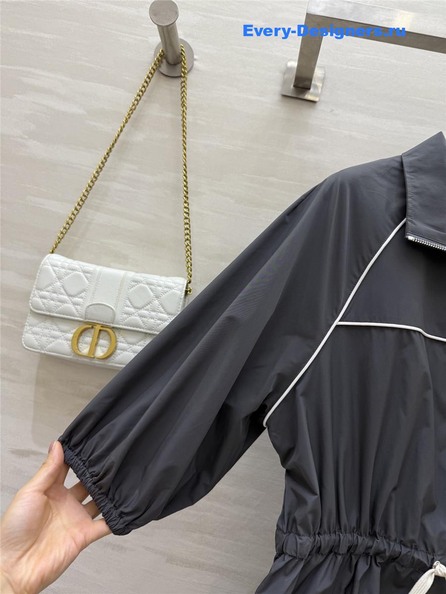 Miu Miu Aluminum Technical Silk Mini-Dress