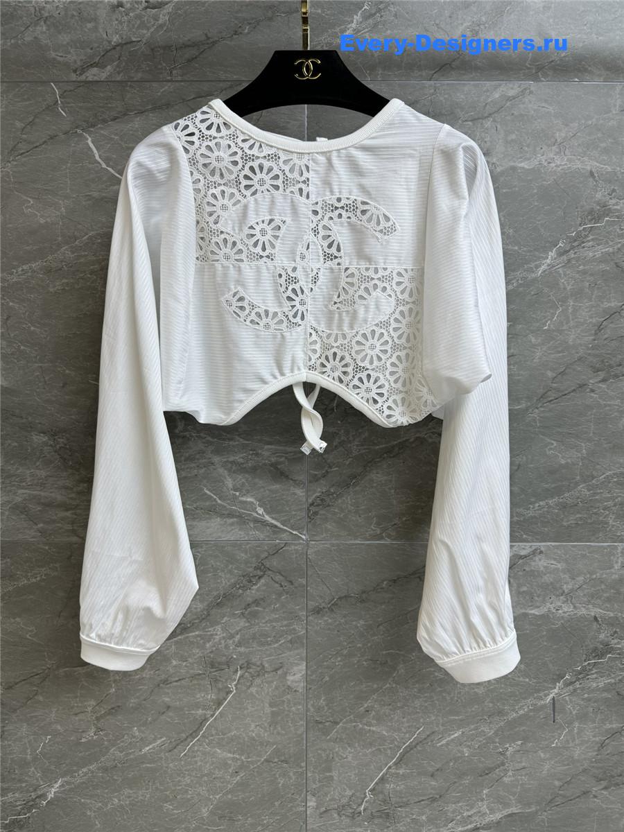 Ch**el white hollow backless shirt