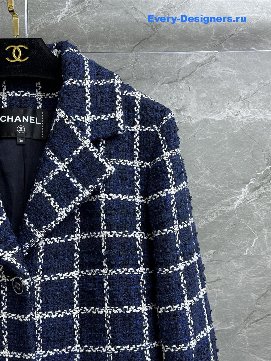 Ch**el blue white check tweed jacket