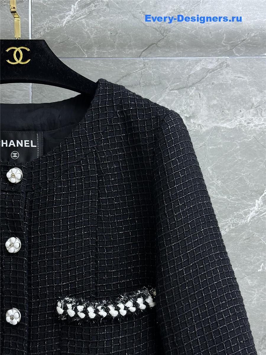 Ch**el black check tweed jacket