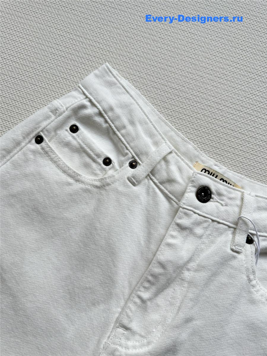 Miu Miu High Waisted White Denim Shorts