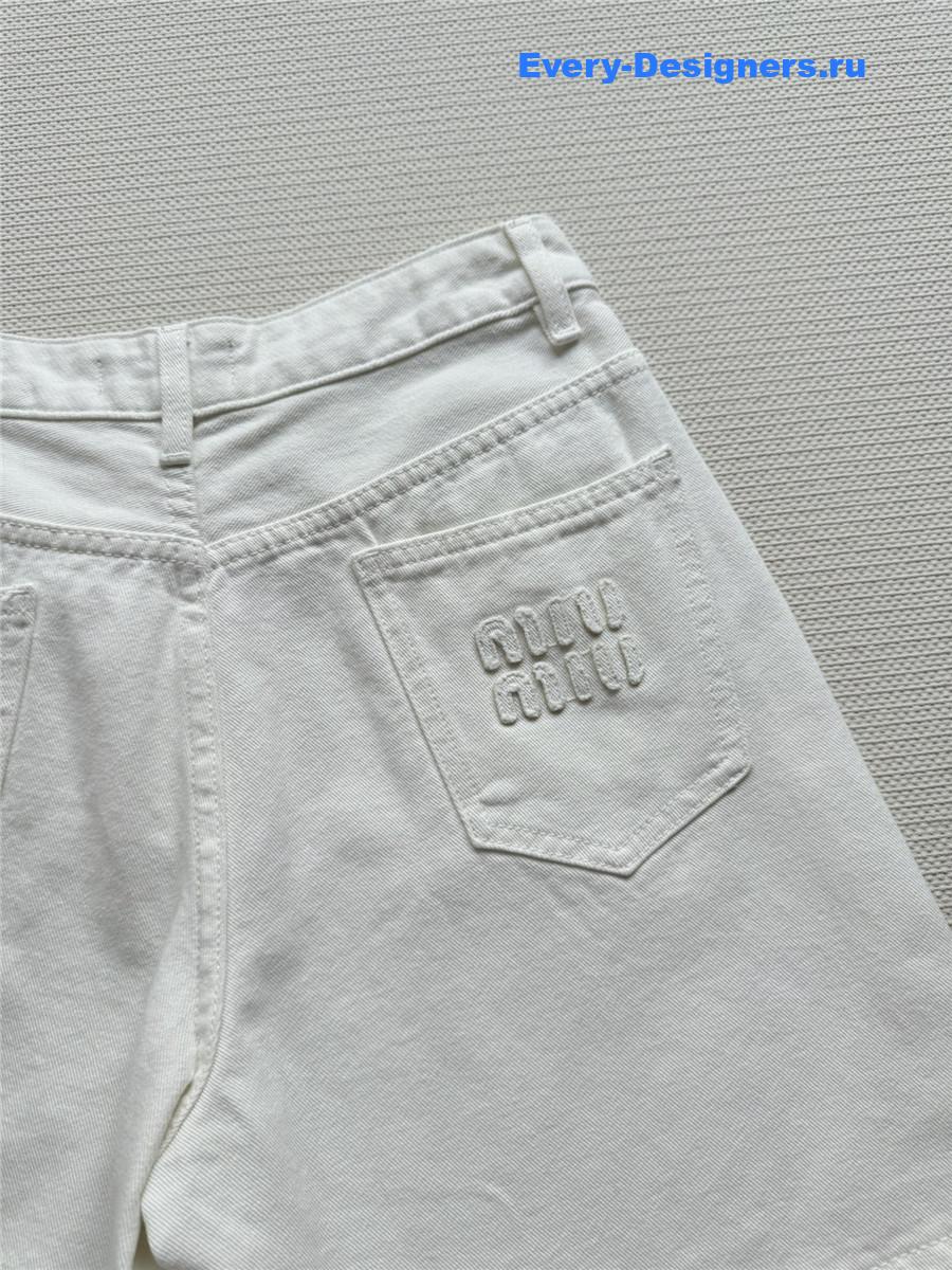 Miu Miu High Waisted White Denim Shorts