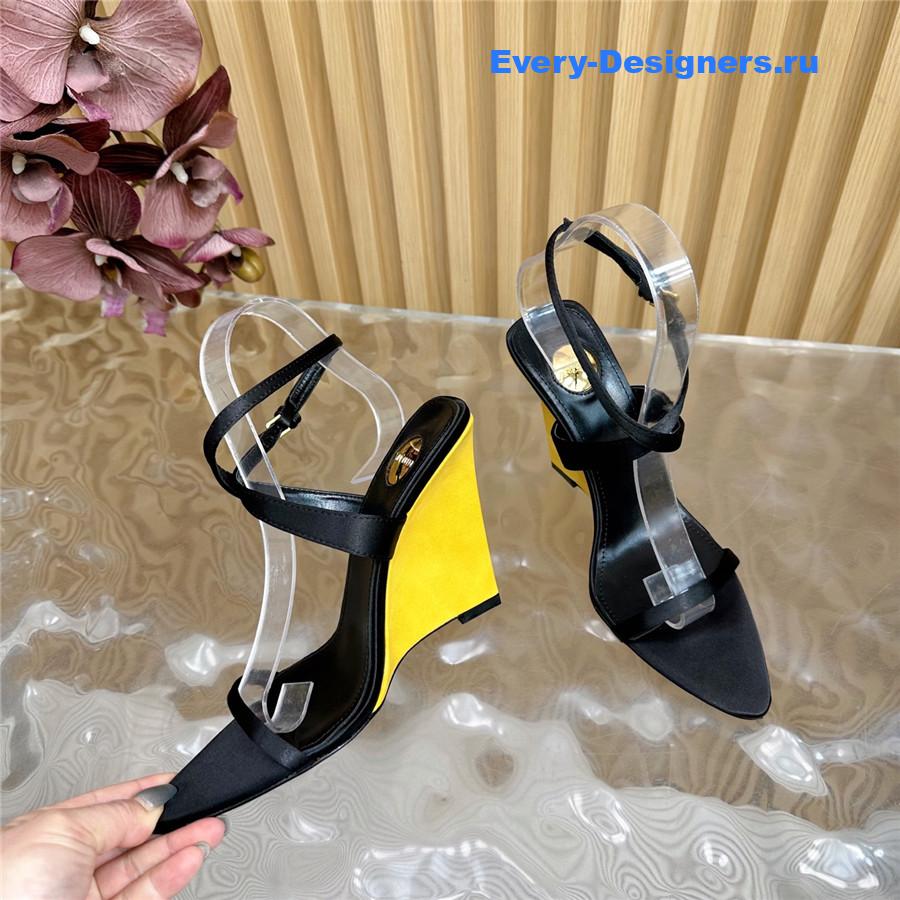 Sa1nt Lau*nt black wedge sandals