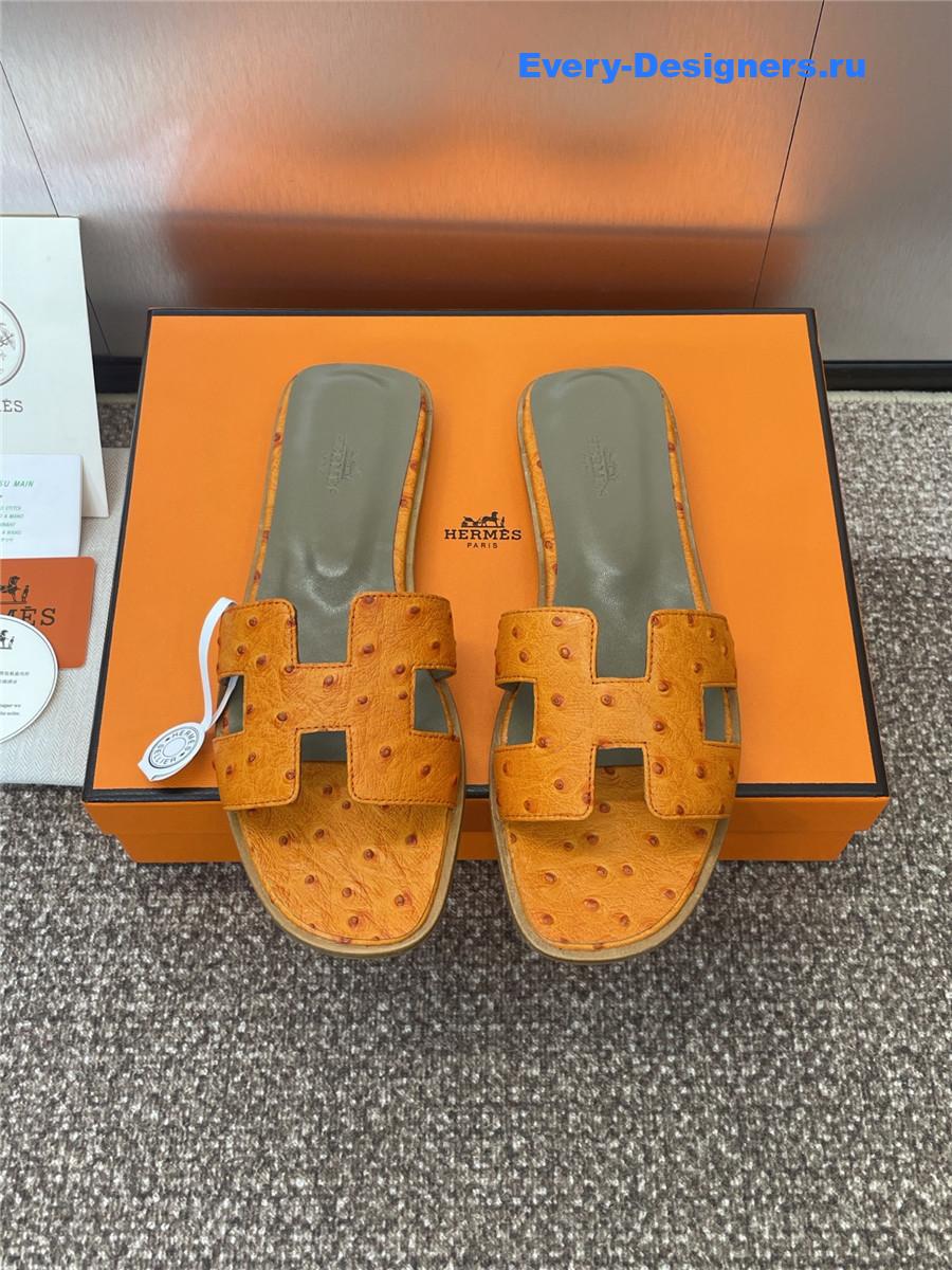 H**me5 ostrich leather oran sandal orange